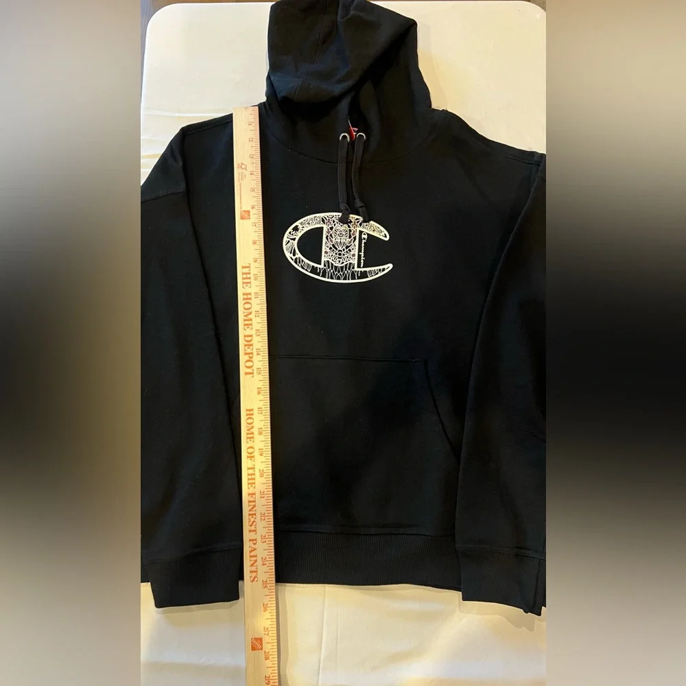 Champion Black Hoodie with Intricate Graphic C Logo - Picture 7 of 9